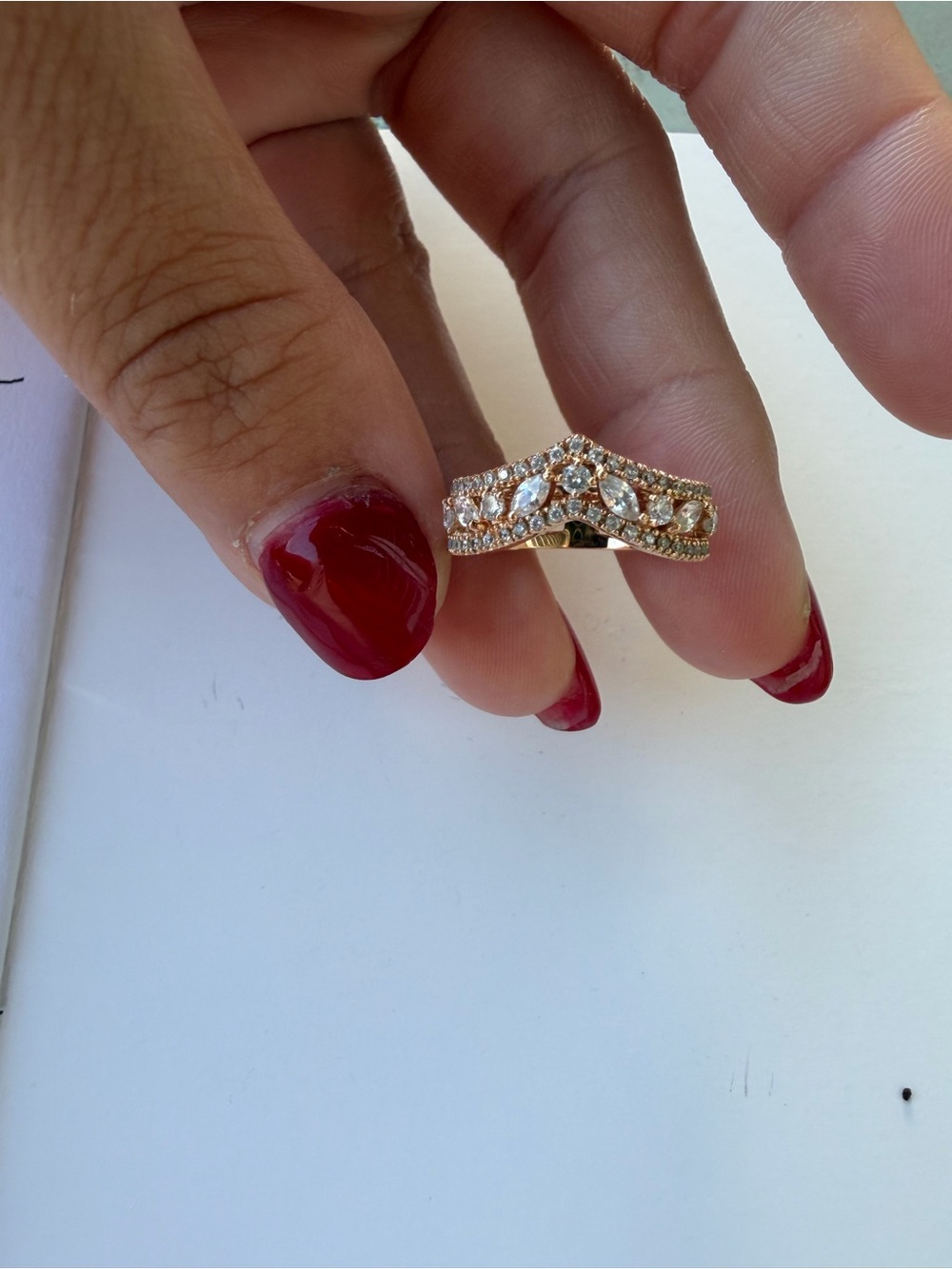 Pandora Rose Gold Chevron Ring with Clear Stones